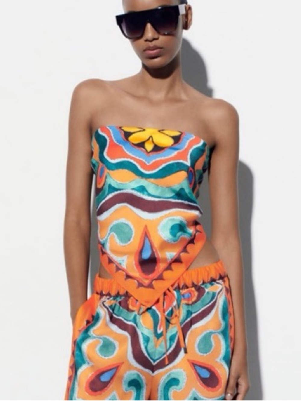 Zara Printed Satin Scarf Top